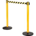 Global Industrial Retractable Belt Barrier, 40 Yellow Post, 11' Black/Yellow Belt 708417YB